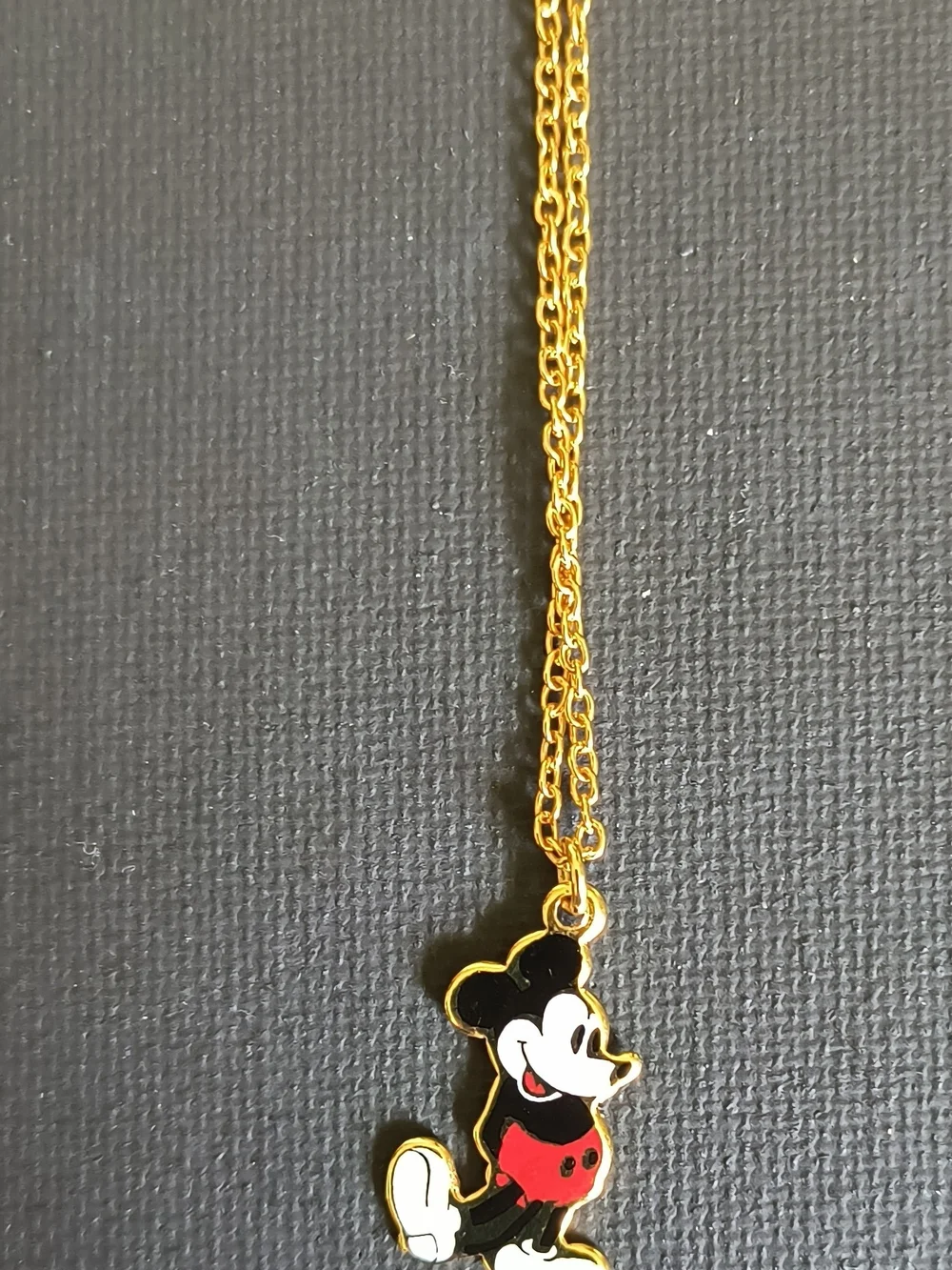 Disney Gold-Tone Necklace with Multicolor Mickey Enamel Charm